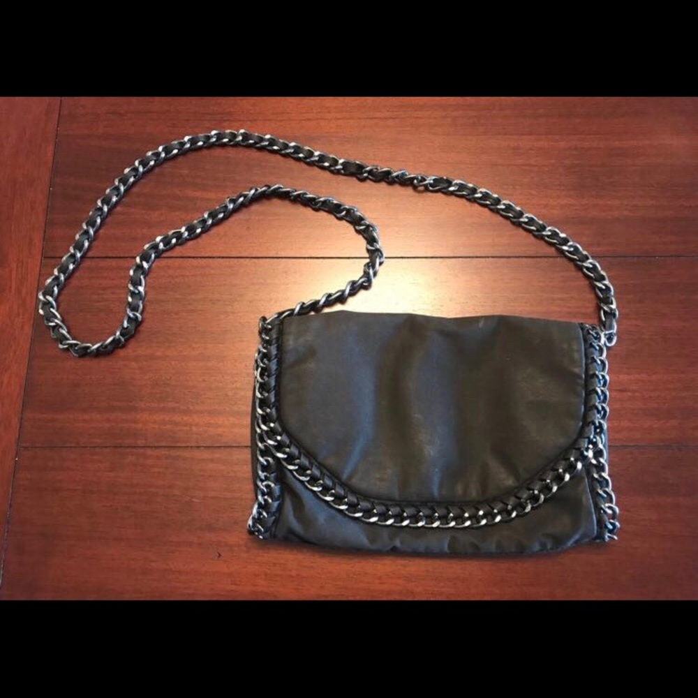 Black Metallic Chain Crossbody Purse